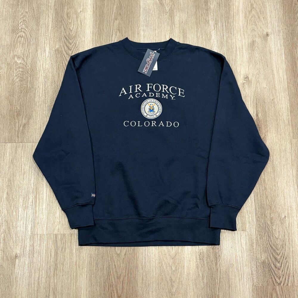 NWT Air Force Academy Jansport Sweatshirt Mens L Navy Blue Embroidered Pullover